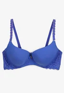 Biustonosze - Granatowy Biustonosz Typu Full Cup z Koronką i Usztywnionymi Miseczkami Luetta - Born2be - miniaturka - grafika 1