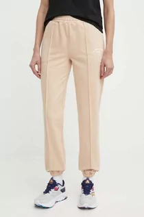 Spodnie damskie - Roxy spodnie dresowe bawełniane Essential Energy kolor beżowy z nadrukiem ERJFB03410 - grafika 1