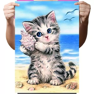 Haft Diamentowy Diamond Painting,DIAMENTOWY MALARZ,Obraz DIY 5D,Mozaika Diamentowa 30x40,Kot - Zabawki kreatywne - miniaturka - grafika 1