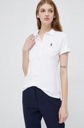 Koszulki sportowe damskie - Polo Ralph Lauren polo damski kolor biały z kołnierzykiem - miniaturka - grafika 1