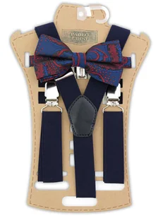 Zestaw - gładkie granatowe szelki i niebieska mucha w czerwony wzór XM15 - Paski Zestaw - gładkie granatowe szelki i niebieska mucha w czerwony wzór XM15 - Paski - miniaturka - grafika 1