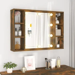 Lumarko Szafka z lustrem i LED, przydymiony dąb, 76x15x55 cm - Toaletki - miniaturka - grafika 5