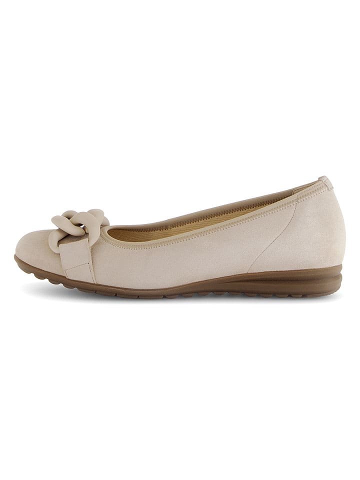 Gabor Skórzane baleriny w kolorze kremowym