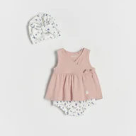 Komplety dla niemowląt - Reserved - Bawełniany komplet z czapką - różowy - miniaturka - grafika 1