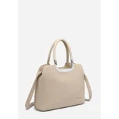 Torebki damskie - Elegancka Beżowa Torebka Damska Kuferek na Ramię LUIGISANTO Skóra Eko - miniaturka - grafika 1