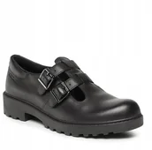 Półbuty damskie - Geox Półbuty dla Dziewczynki Czarne Skórzane 34 Ż5j - miniaturka - grafika 1