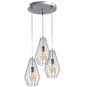 Lampy sufitowe - KET Loftowa LAMPA wisząca loftowa OPRAWA druciany ZWIS kaskada srebrna KET669 - miniaturka - grafika 1