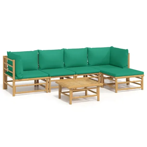 Zestaw Wypoczynkowy do Ogrodu z Bambusa, Stolik 55x65x30 cm, Sofy, Podnóż