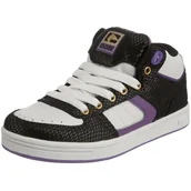 Buty dla dziewczynek - Globe Fate Mid-Girl GGFATEM, dziewczęce buty sportowe - skateboarding, czarny - Czarny Black White Purple - 42.5 EU - miniaturka - grafika 1