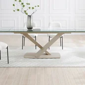 Stoły - Stół do jadalni rozkładany dla 6 do 10 osób ze szkła hartowanego i metalu - Przezroczysty i beżowy - MALATA marki Maison Céphy - miniaturka - grafika 1