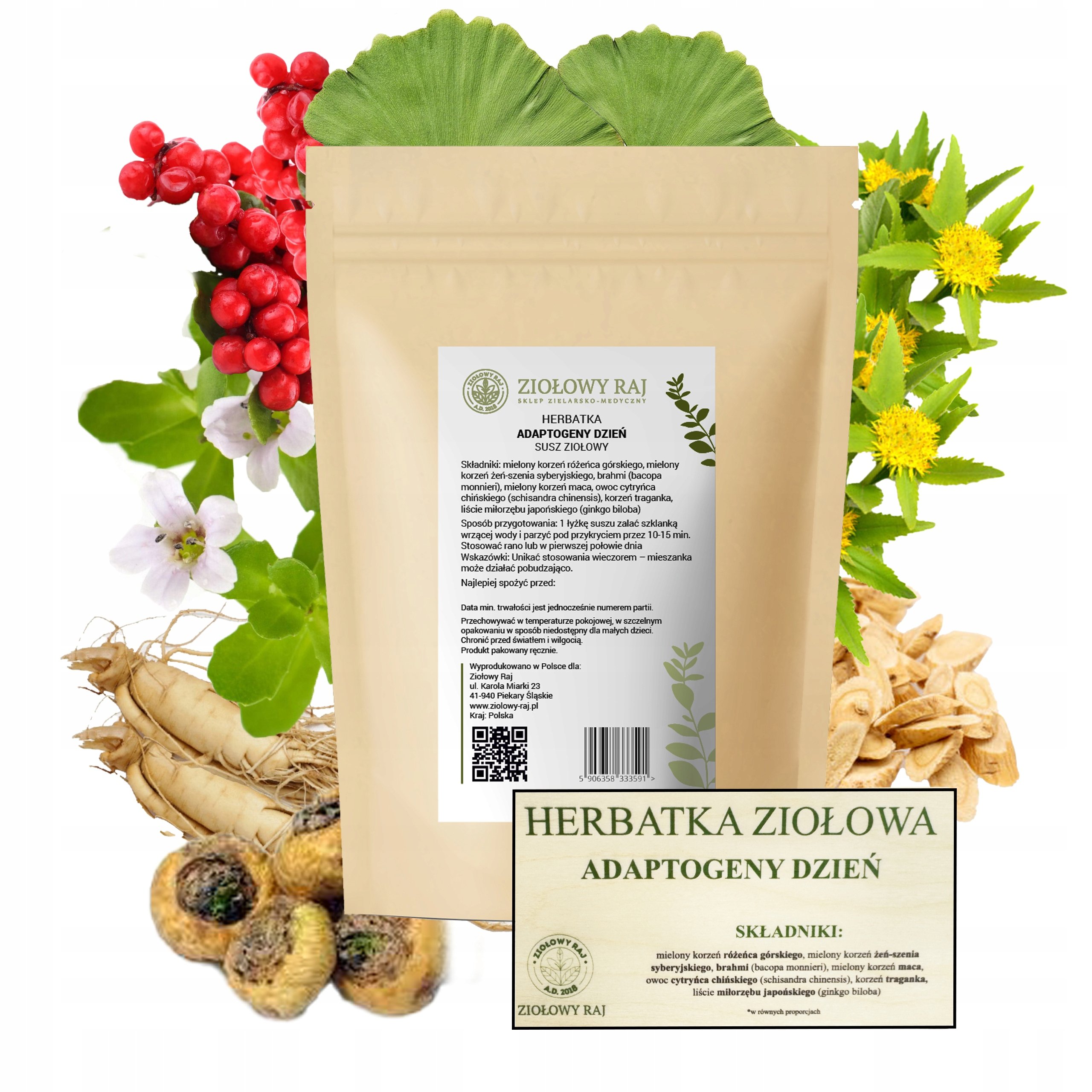 Adaptogeny Dzień 500g Przy Zmęczeniu Na Energię Pobudzenie Koncentrację