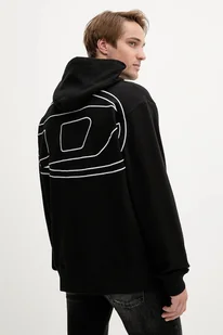 Diesel bluza bawełniana S-MACS-HOOD-MEGOVAL-D męska kolor czarny z kapturem wzorzysta A11304.0GYCJ - Bluzy męskie - miniaturka - grafika 1