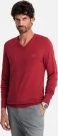 Swetry męskie - Ombre Clothing Klasyczny sweter męski Caalsann czerwony M - miniaturka - grafika 1