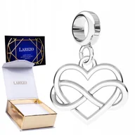 Wisiorki - CHARMS SREBRNY Wiszący z Sercem Serce Serduszko Nieskończoność SREBRO 925 - miniaturka - grafika 1