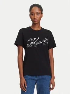 KARL LAGERFELD T-Shirt A3W17018 Czarny Regular Fit - Koszulki i topy damskie - miniaturka - grafika 1