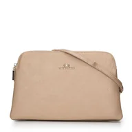 Torebki damskie - Damska listonoszka skórzana dwukomorowa klasyczna złota - miniaturka - grafika 1