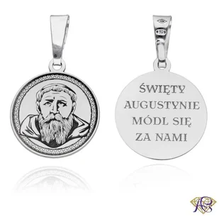 Srebrny medalik Ag 925 rodowany Św. Augustyn MDC108R - Wisiorki - miniaturka - grafika 1