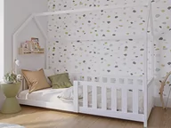 Łóżka dla dzieci i młodzieży - Łóżko dziecięce Domek 80x160 z barierką i stelażem kolor biały D7 - miniaturka - grafika 1