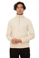 Bluzy męskie - Trendyol Męska bluza ze stójką, zwykła, beżowa, L, BEŻOWY, L - miniaturka - grafika 1