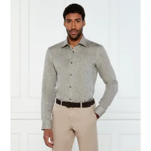 BOSS BLACK Lniana koszula H-HANK-kent-C1-214 Slim Fit - Koszule męskie - miniaturka - grafika 1