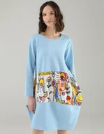 Sukienki - BAWEŁNIANA SUKIENKA Z KOLOROWĄ WSTAWKĄ 243-04406 CELEST - Unisono - miniaturka - grafika 1