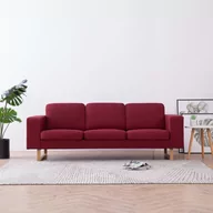 Sofy i kanapy - vidaXL vidaXL Sofa 3-osobowa, tapicerowana tkaniną, kolor czerwonego wina - miniaturka - grafika 1
