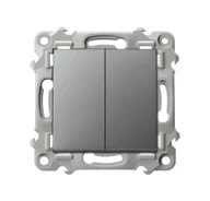 Wyłączniki światła i elektryczne - Wyłącznik podwójny SZAFIR - szary mat - miniaturka - grafika 1