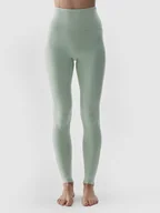 Spodnie sportowe damskie - 4F Legginsy sportowe w kolorze zielonym - miniaturka - grafika 1