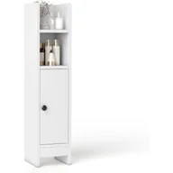 Szafki łazienkowe - Narożna Szafka Łazienkowa, 20 x 18 x 80 cm, Wąska Kolumna Łazienkowa z Wyjmowaną i Regulowaną Półką na 3 Poziomy (Biała) - miniaturka - grafika 1