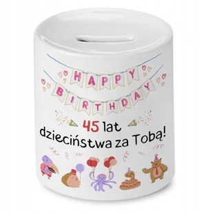 Skarbonka na Urodziny 45 45te 45-te na Prezent z Nadrukiem ze Zdjęciem - Skarbonki - miniaturka - grafika 1