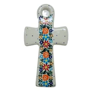 Ozdoby bożonarodzeniowe - Ceramiczny krzyż wiszący Ceramika Bolesławiec - miniaturka - grafika 1