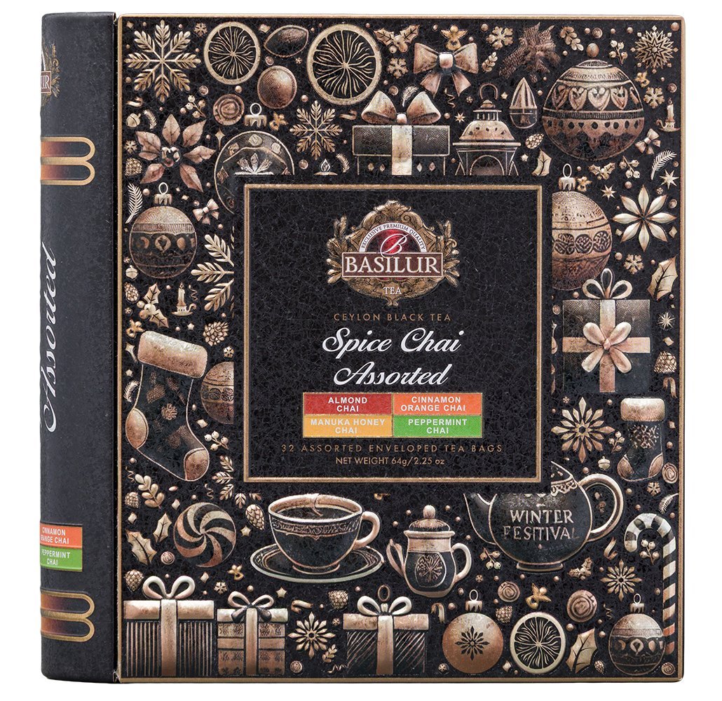 Basilur SPICE CHAI zestaw ekspresowych herbat 4 SMAKI ZIMOWE w puszce - 32 torebki