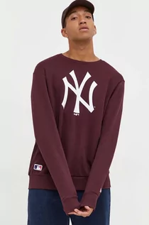 Bluzy męskie - New Era bluza męska kolor bordowy z nadrukiem NEW YORK YANKEES - grafika 1