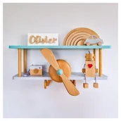 Szafy i szafki dla dzieci - Półka dziecięca miętowa Samolot - miniaturka - grafika 1