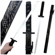Klocki - Miecz drewniany katana dla samuraja ze wzorem czarna szabla z drewna ozdoba - miniaturka - grafika 1