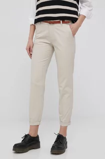Spodnie damskie - Only spodnie damskie kolor beżowy fason chinos medium waist - grafika 1
