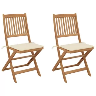 Składane krzesła ogrodowe z poduszkami, 2 szt., drewno akacjowe - Fotele i krzesła ogrodowe - miniaturka - grafika 1