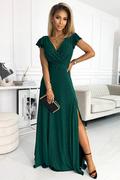 Sukienki - Pauletta - połyskująca długa suknia z dekoltem - ZIELEŃ BUTELKOWA - miniaturka - grafika 1