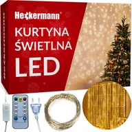 Girlandy - Kurtyna Świetlna Lampki Na Druciku Girlanda Białe Ciepłe 300 Led 3x3 Metry - miniaturka - grafika 1