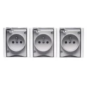 Gniazdka elektryczne - Gniazdo potrójne bravo z uziemieniem białe dymne wieczko natynkowe GNH-3BZ IP54 bravo - miniaturka - grafika 1