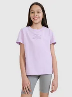 Koszulki dla dziewczynek - 4F T-shirt regular z nadrukiem dziewczęcy - fioletowy 146 (10-11 lat) - miniaturka - grafika 1