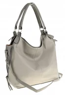 Torebki damskie - HERNAN Włoska Marka Torebka Damska Worek Listonoszka na Ramię HB0153 Szara - miniaturka - grafika 1