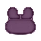 Miseczki i talerzyki dla dzieci - We Might Be Tiny Silikonowy talerzyk z przyssawką króliczek - plum - miniaturka - grafika 1