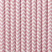 Słomki do napojów - PartyDeco Słomki papierowe chevron, różowe jasne, 19,5 cm, 10 szt SPP3-081J - miniaturka - grafika 1