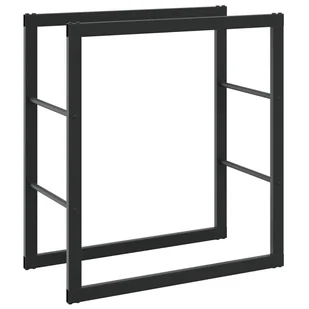 vidaXL Stojak na drewno opałowe czarny 55x30x61 cm stalowy - Wózki magazynowe - miniaturka - grafika 1