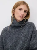 Swetry damskie - Reserved - Długi sweter z golfem - szary - miniaturka - grafika 1