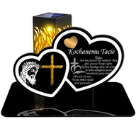 Lampiony i znicze - ZNICZ SOLARNY LED WIECZNY PODSTAWKA NA CMENTARZ GRÓB lampka Serce 3D DLA TATY - miniaturka - grafika 1