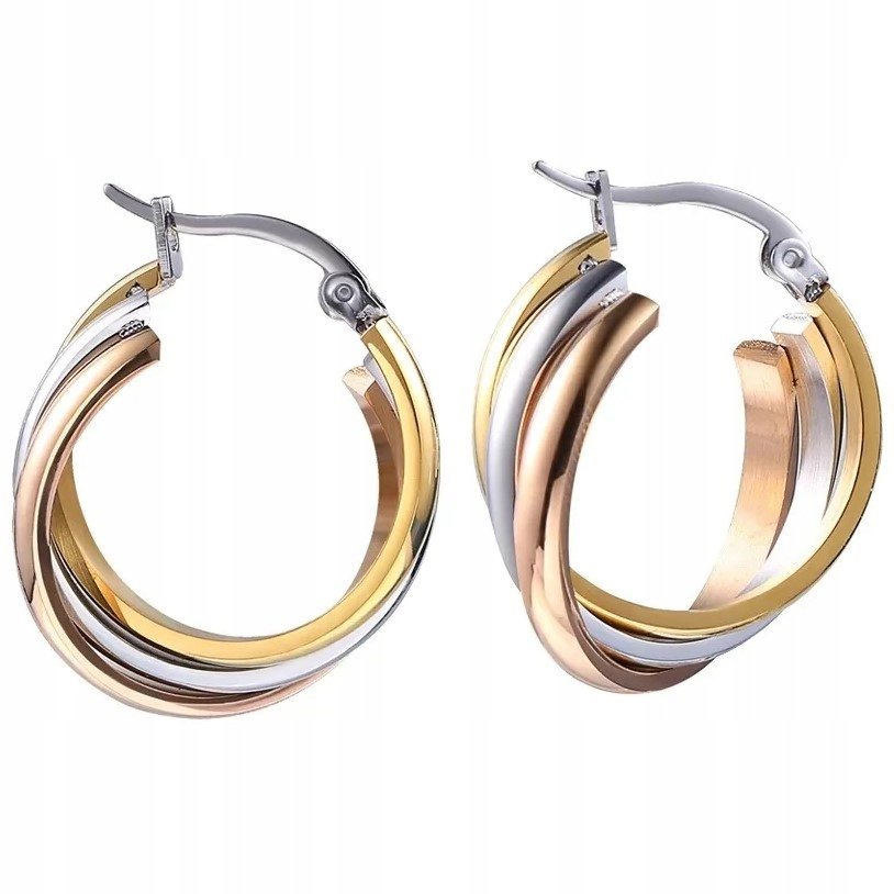 ZŁOTE KOLCZYKI KOŁA KÓŁKA STAL CHIRURGICZNA SZLACHETNA ANTYALERGICZNA 316L