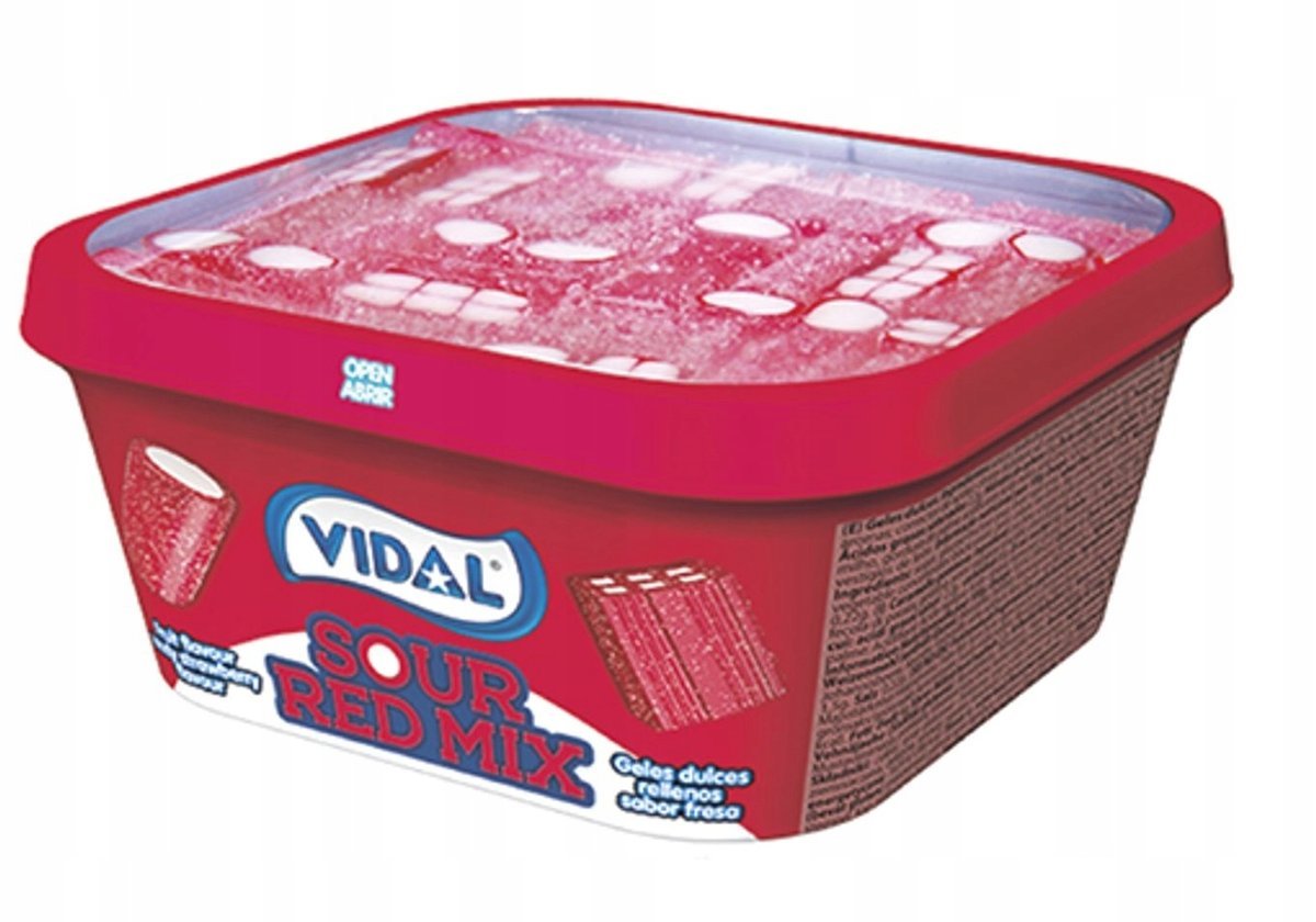 Żelki o Sour red mix kwaśne 180g Vidal