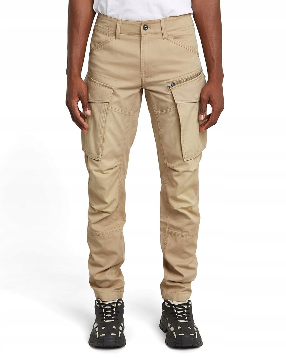 G-STAR RAW BEŻOWE SPODNIE CHINOS Z KIESZENIAMI NA KIESZENIACH 33/32 27CA